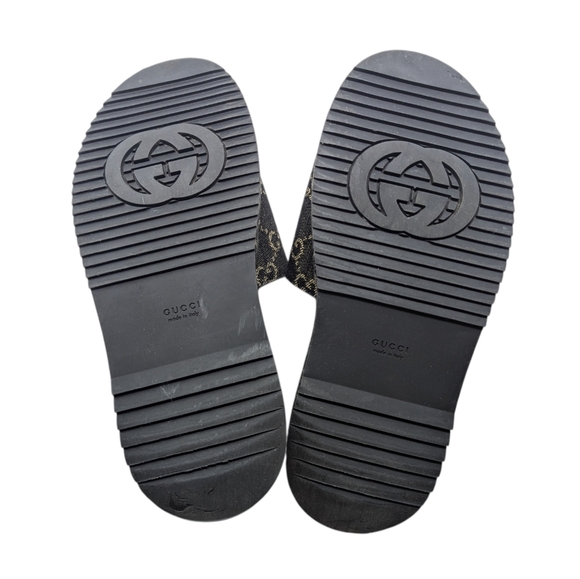 Gucci Jacquard Black Denim GG Monogram Angelina Platform Slide Sandal EU 38.5 - Picture 10 of 14